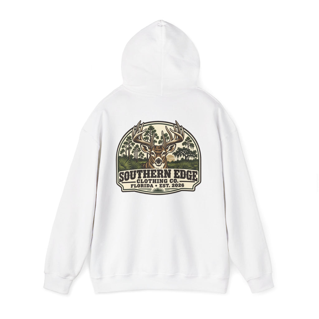 Camo Patch Hoodie — Small Camouflage Chest Patch Hooded Sweatshirt