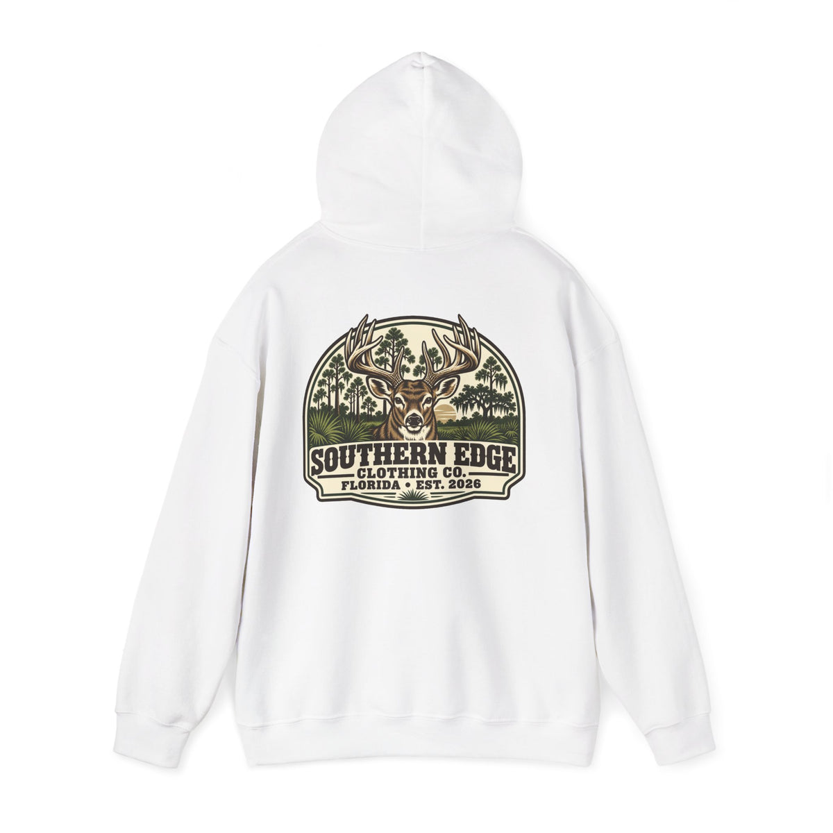 Camo Patch Hoodie — Small Camouflage Chest Patch Hooded Sweatshirt