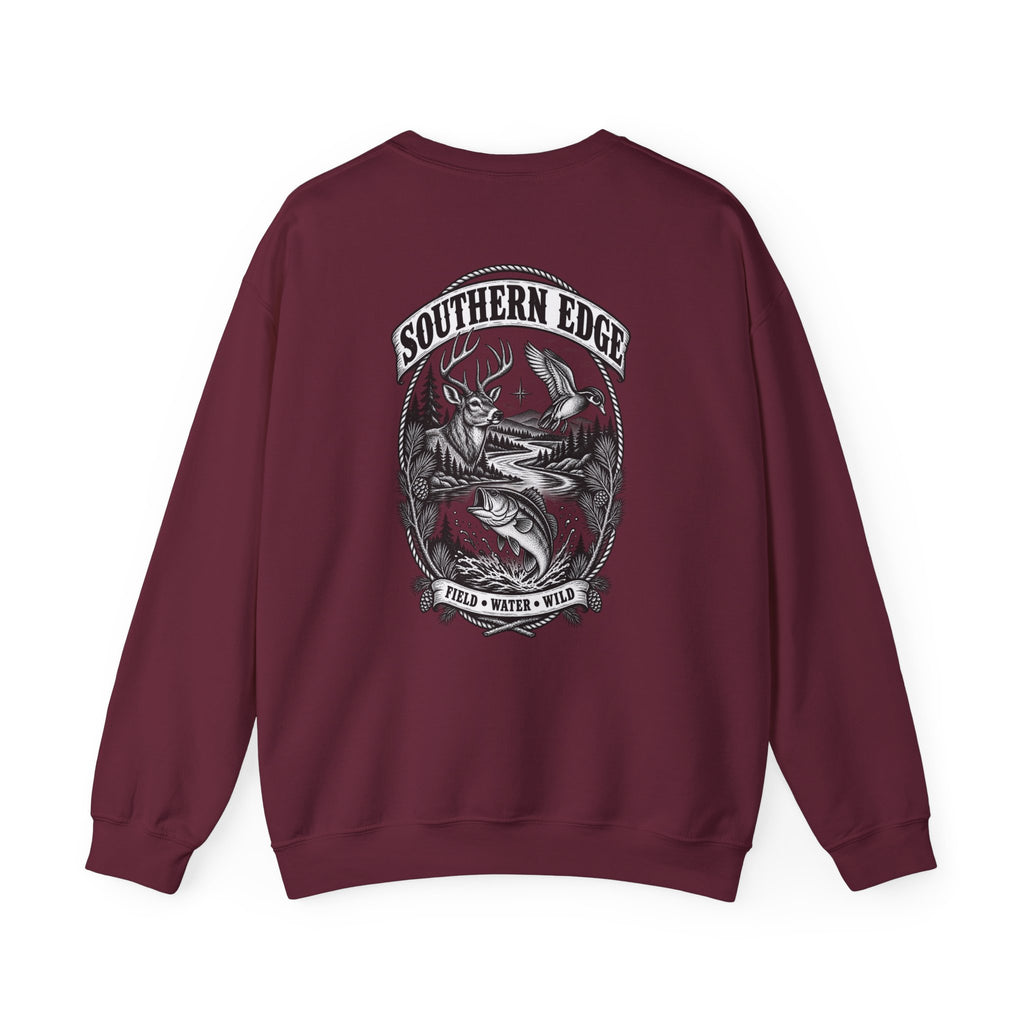 Southern Edge Outdoor Crewneck Sweatshirt — Field Water Wild Graphic