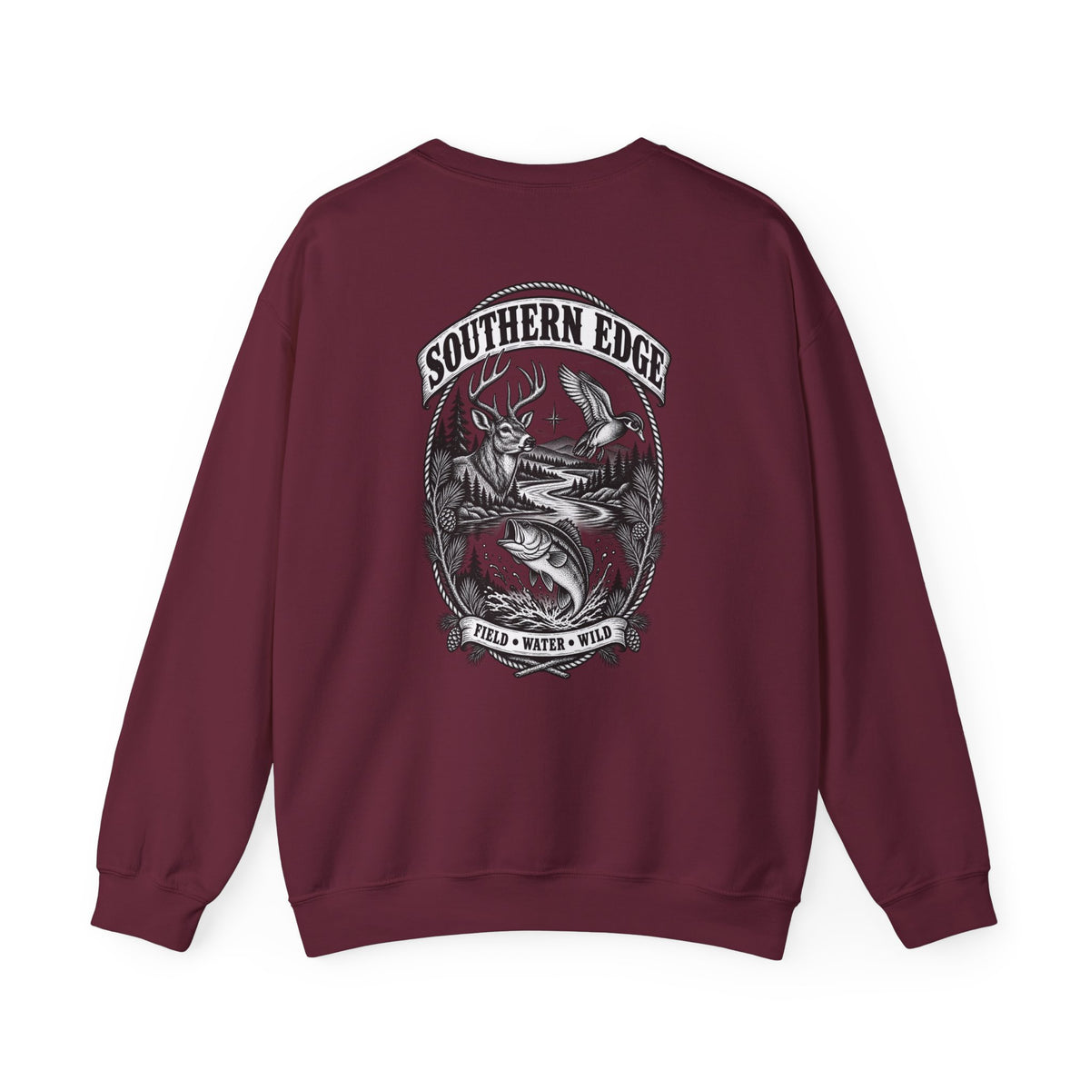 Southern Edge Outdoor Crewneck Sweatshirt — Field Water Wild Graphic