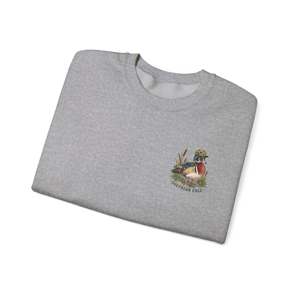 Duck Hunting Crewneck Sweatshirt — "Southern Edge" Wood Duck Graphic
