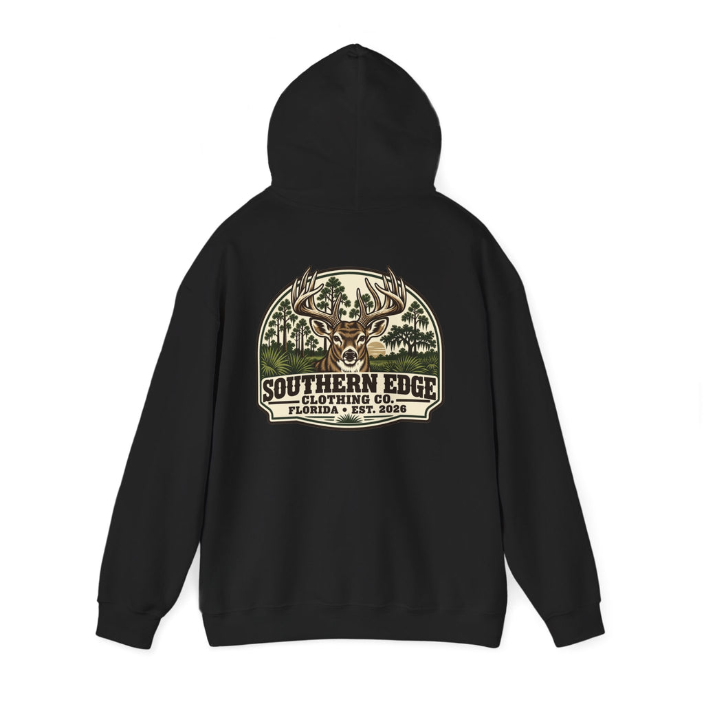 Camo Patch Hoodie — Small Camouflage Chest Patch Hooded Sweatshirt