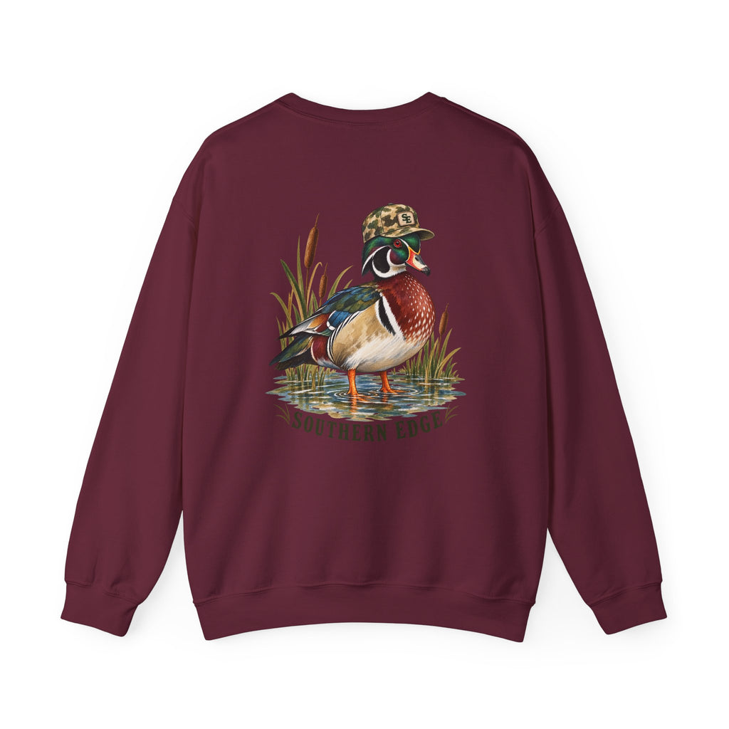 Duck Hunting Crewneck Sweatshirt — "Southern Edge" Wood Duck Graphic