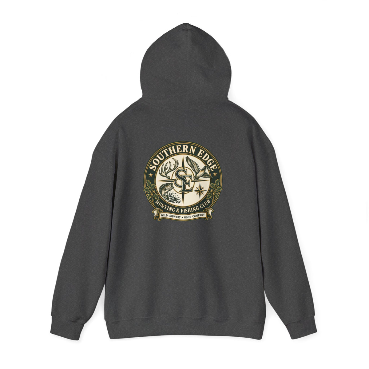 Hoodie — Vintage Green Camo Bear Patch Chest Sweatshirt