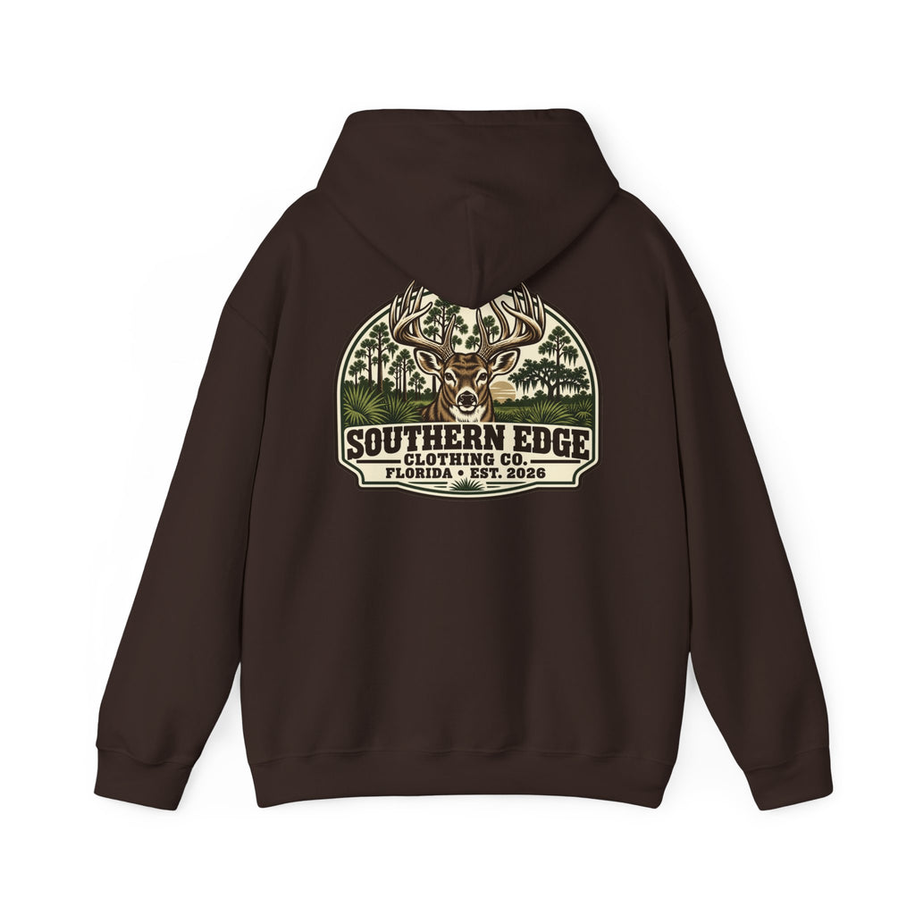 Camo Patch Hoodie — Small Camouflage Chest Patch Hooded Sweatshirt