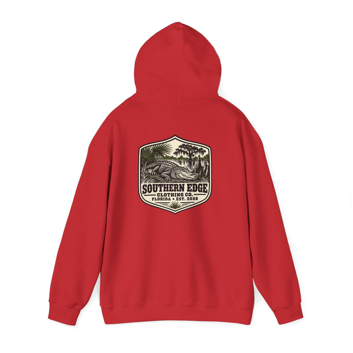 Minimal Military Patch Hoodie — Camouflage Pocket Emblem Sweatshirt