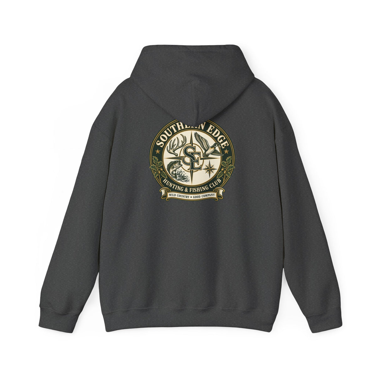 Hoodie — Vintage Green Camo Bear Patch Chest Sweatshirt