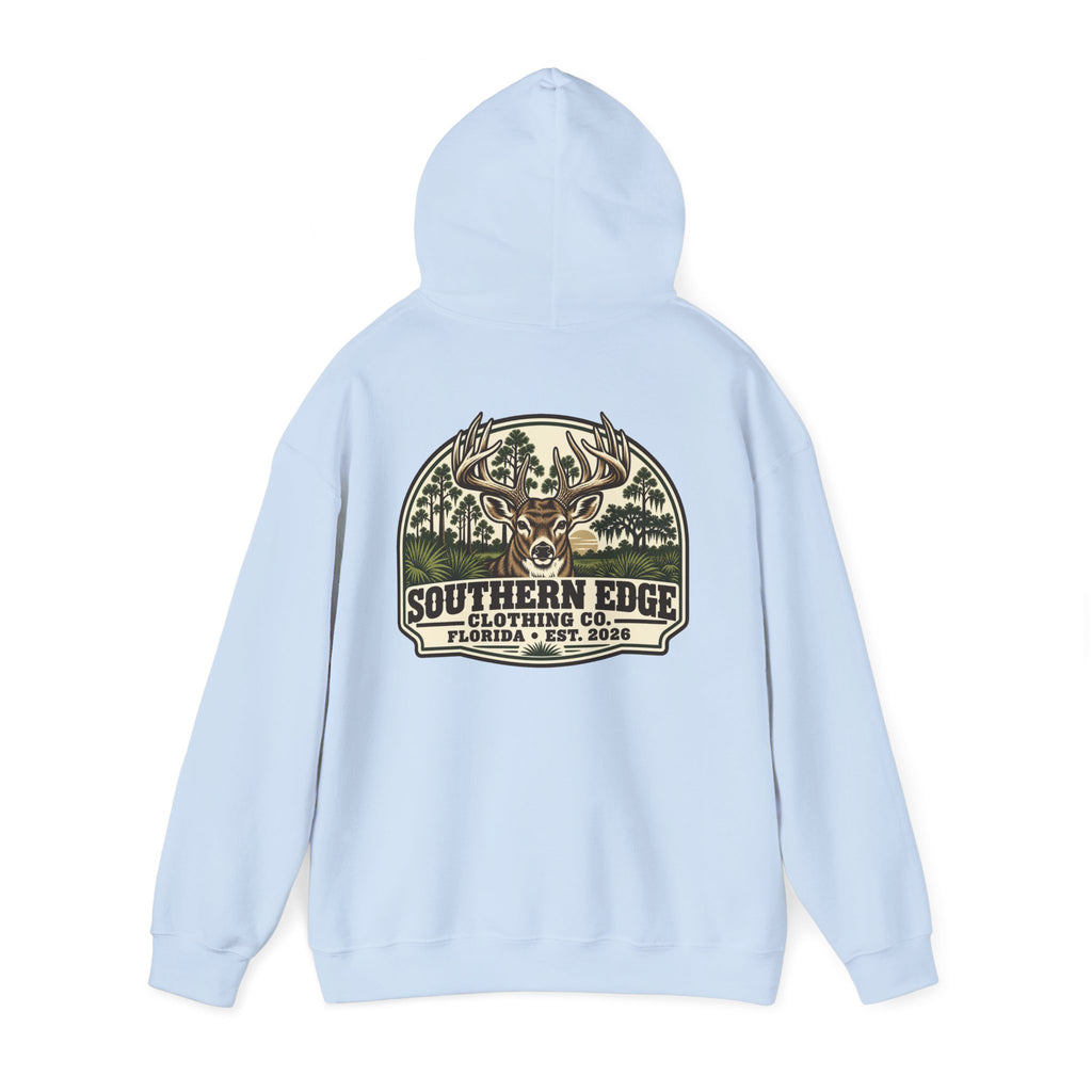 Camo Patch Hoodie — Small Camouflage Chest Patch Hooded Sweatshirt