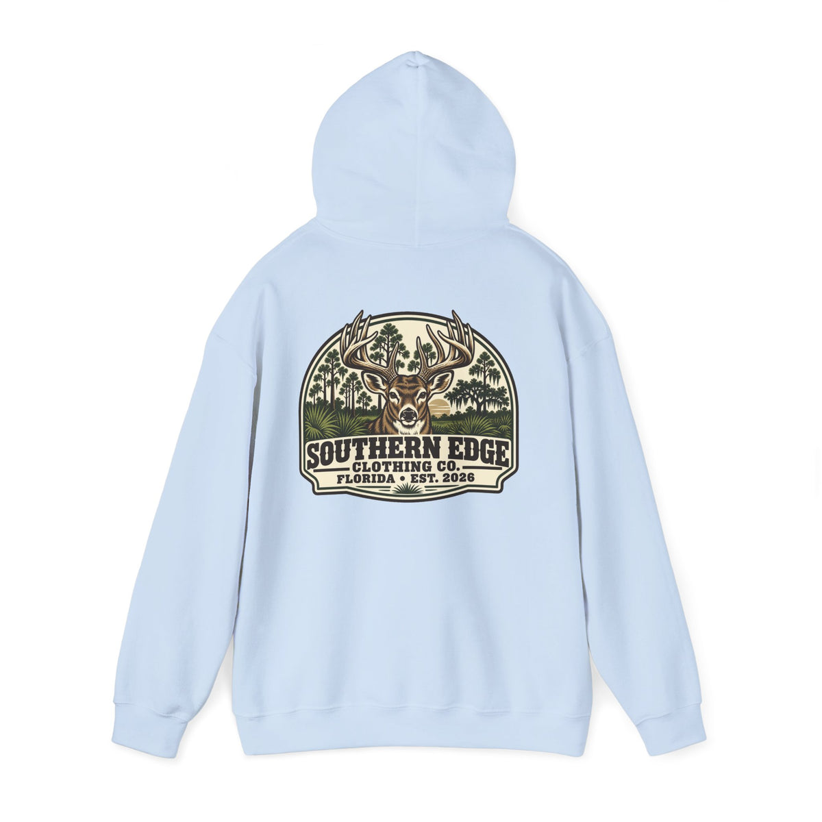 Camo Patch Hoodie — Small Camouflage Chest Patch Hooded Sweatshirt