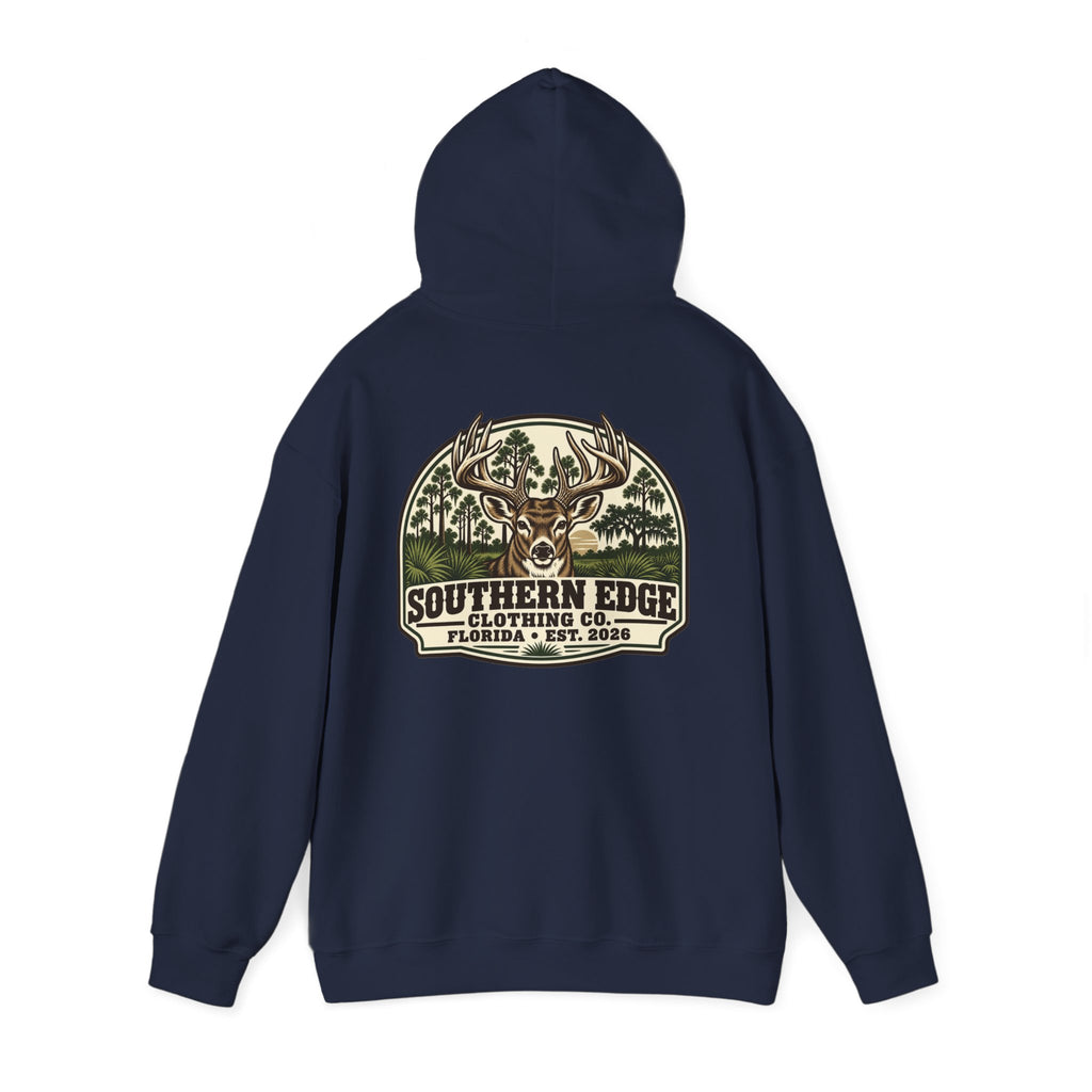 Camo Patch Hoodie — Small Camouflage Chest Patch Hooded Sweatshirt