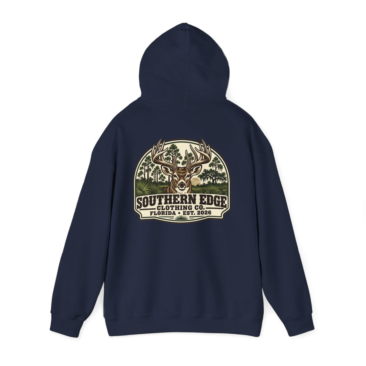 Camo Patch Hoodie — Small Camouflage Chest Patch Hooded Sweatshirt