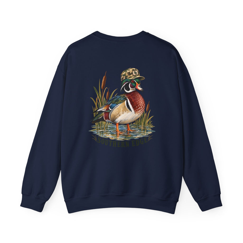 Duck Hunting Crewneck Sweatshirt — "Southern Edge" Wood Duck Graphic