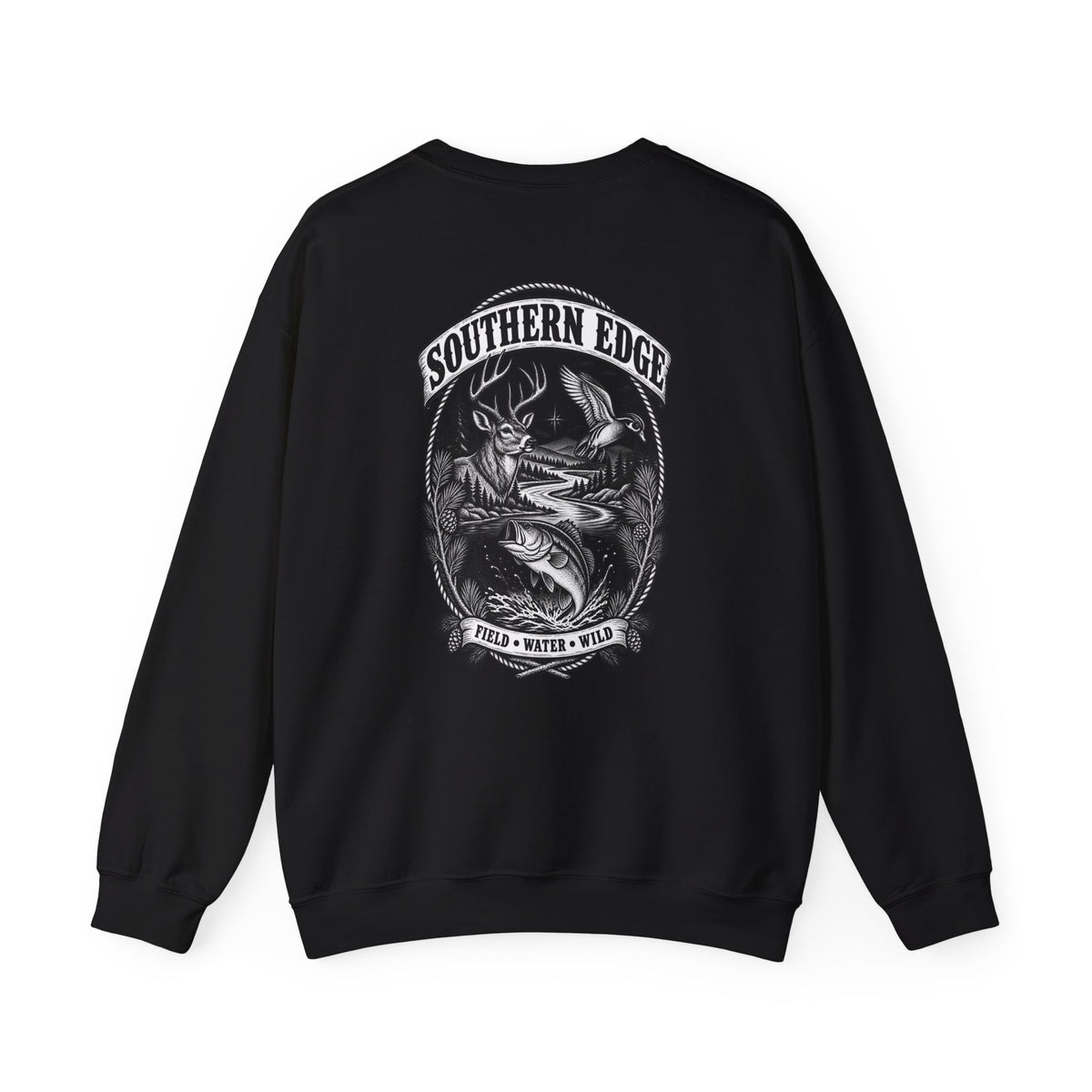 Southern Edge Outdoor Crewneck Sweatshirt — Field Water Wild Graphic