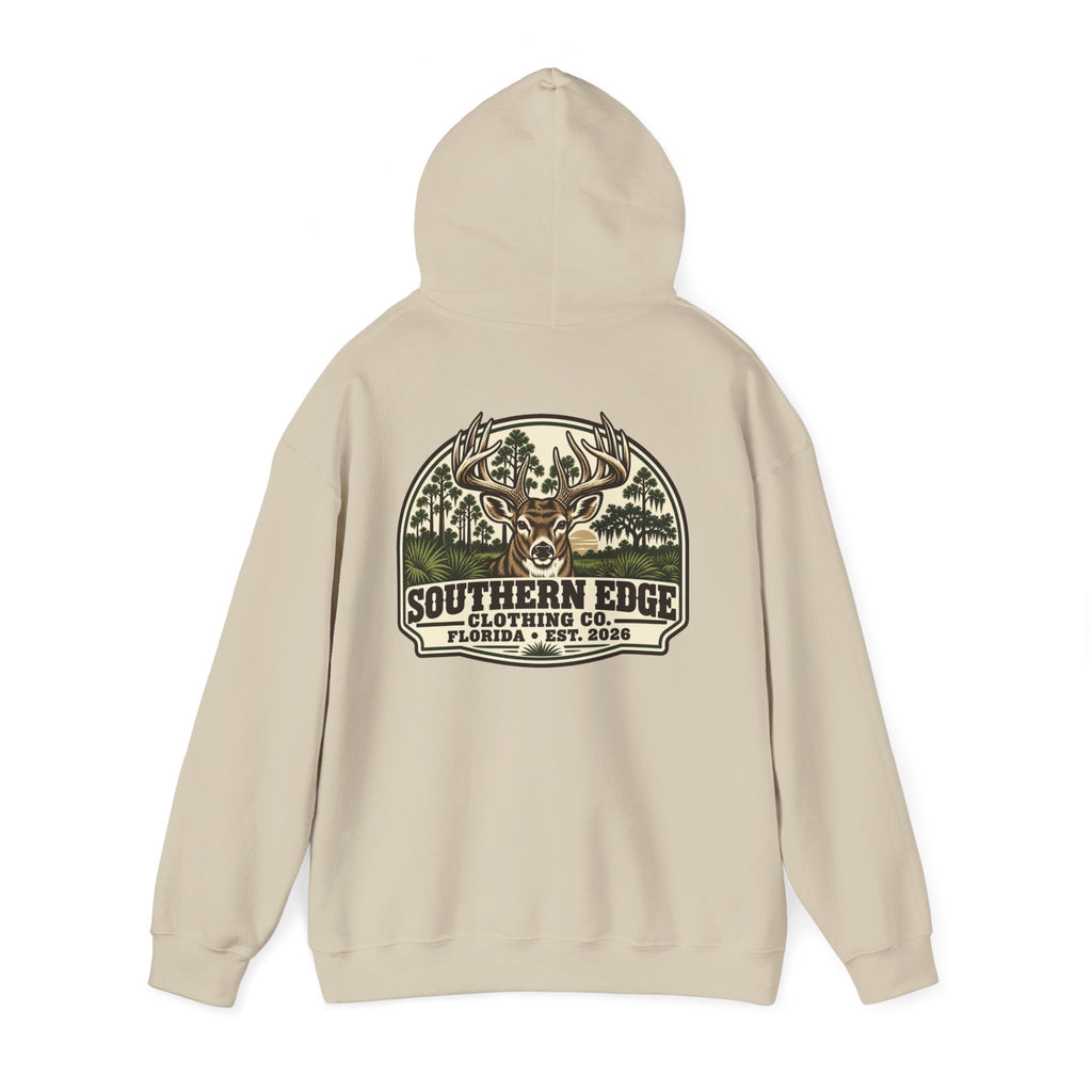 Camo Patch Hoodie — Small Camouflage Chest Patch Hooded Sweatshirt