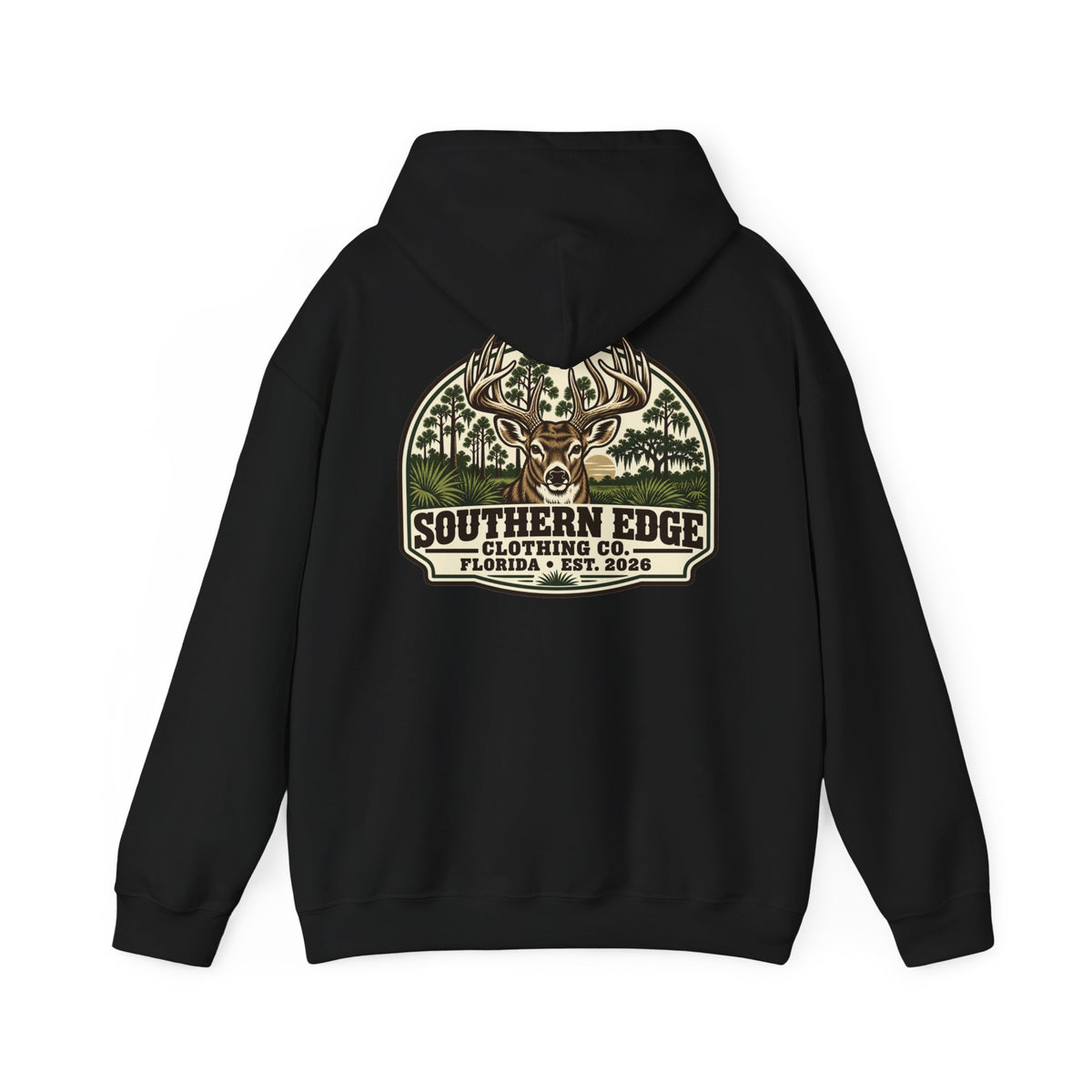 Camo Patch Hoodie — Small Camouflage Chest Patch Hooded Sweatshirt