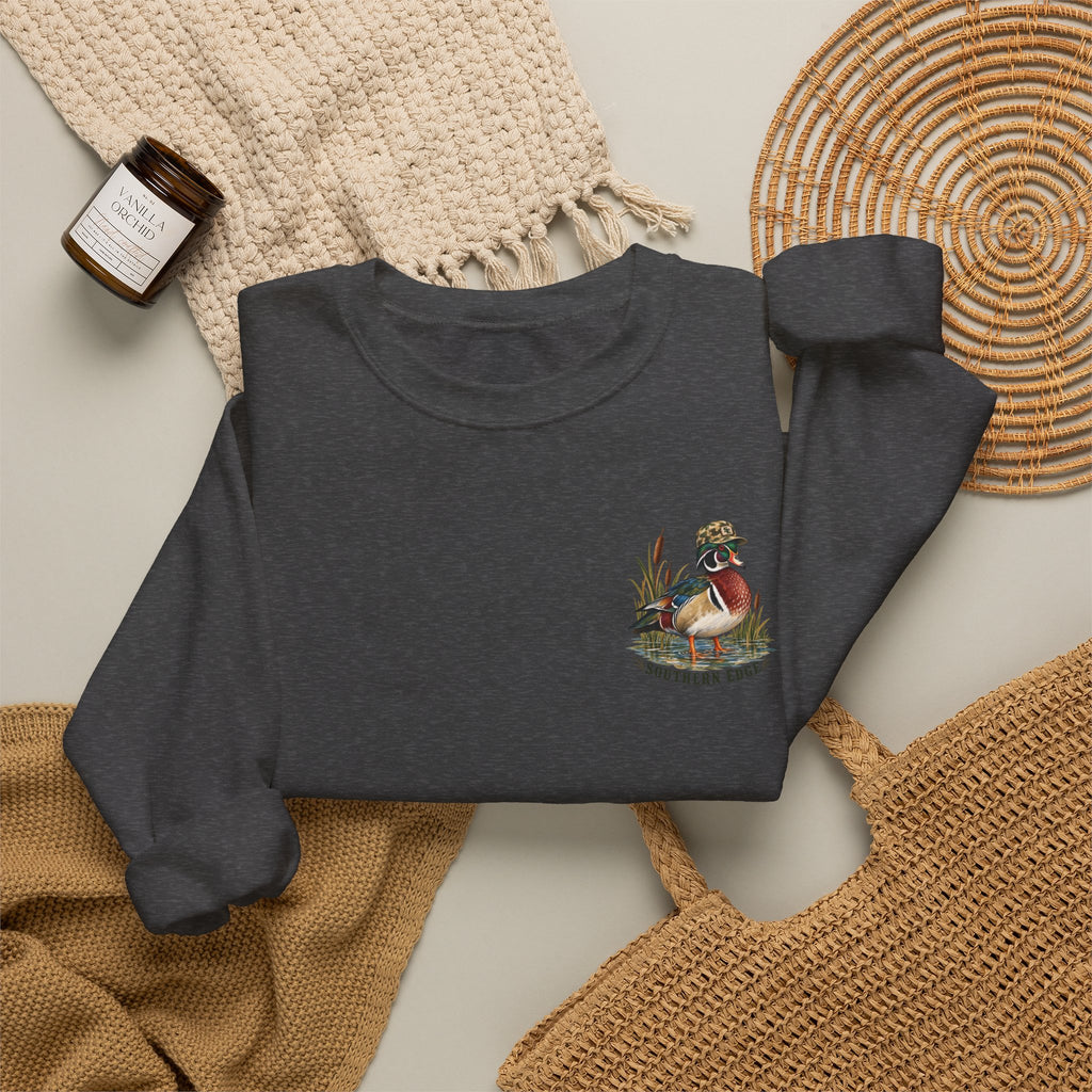 Duck Hunting Crewneck Sweatshirt — "Southern Edge" Wood Duck Graphic