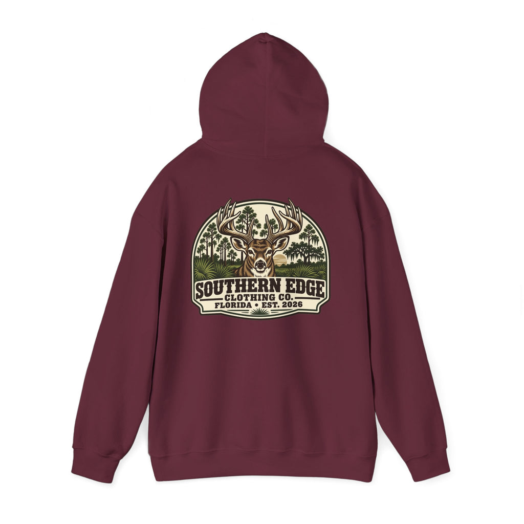 Camo Patch Hoodie — Small Camouflage Chest Patch Hooded Sweatshirt