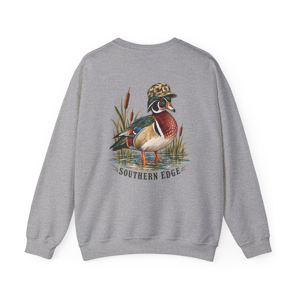 Duck Hunting Crewneck Sweatshirt — "Southern Edge" Wood Duck Graphic