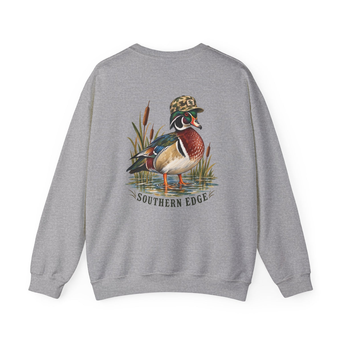 Duck Hunting Crewneck Sweatshirt — "Southern Edge" Wood Duck Graphic