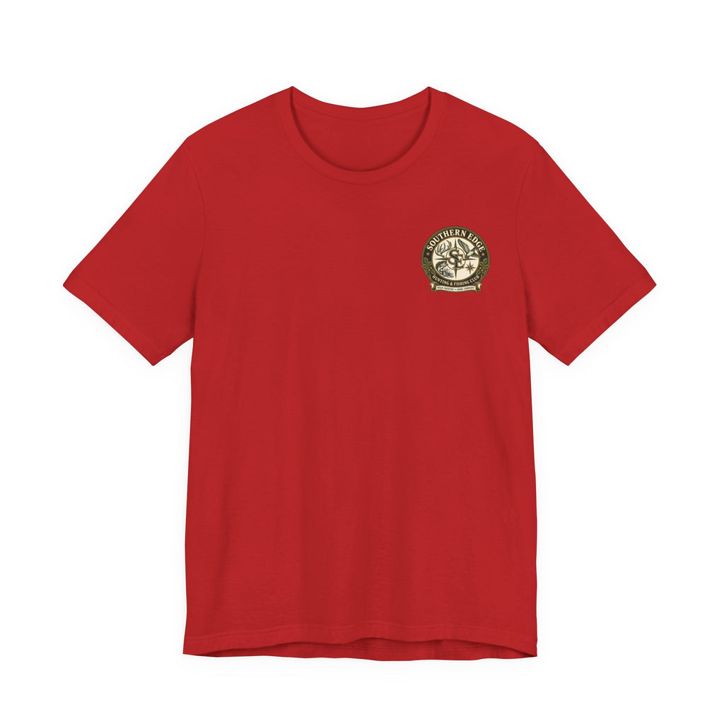 Adventure Patch Tee — 'Campfire Crew' Emblem Short Sleeve T-Shirt