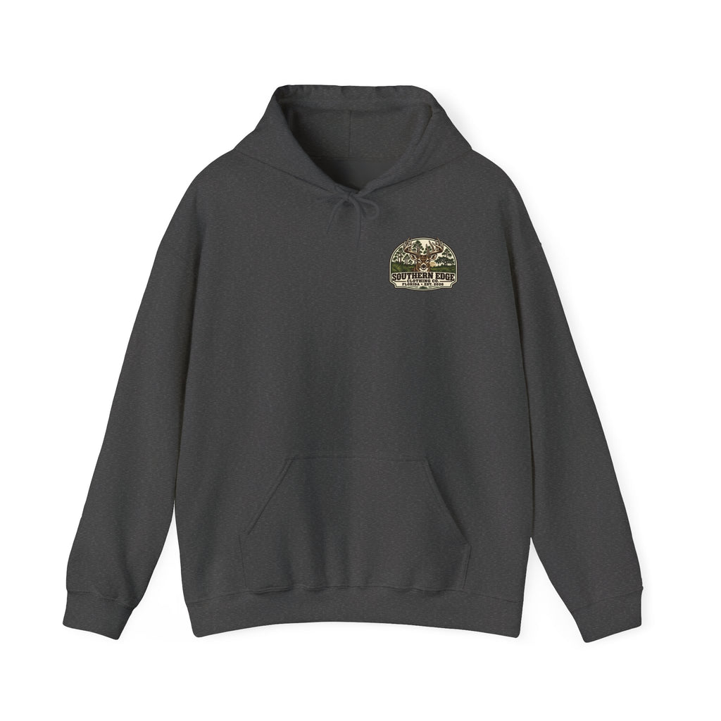 Camo Patch Hoodie — Small Camouflage Chest Patch Hooded Sweatshirt