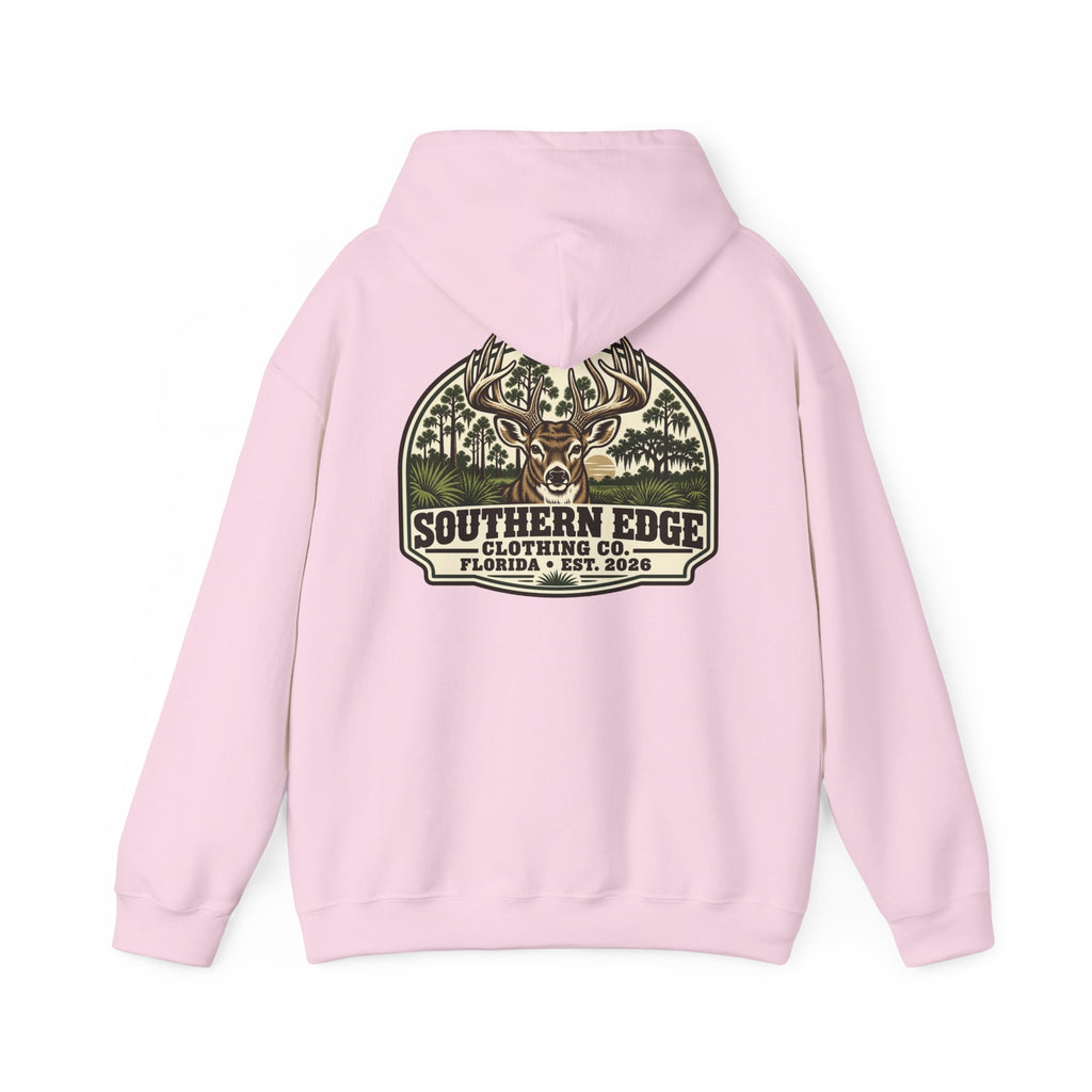 Camo Patch Hoodie — Small Camouflage Chest Patch Hooded Sweatshirt