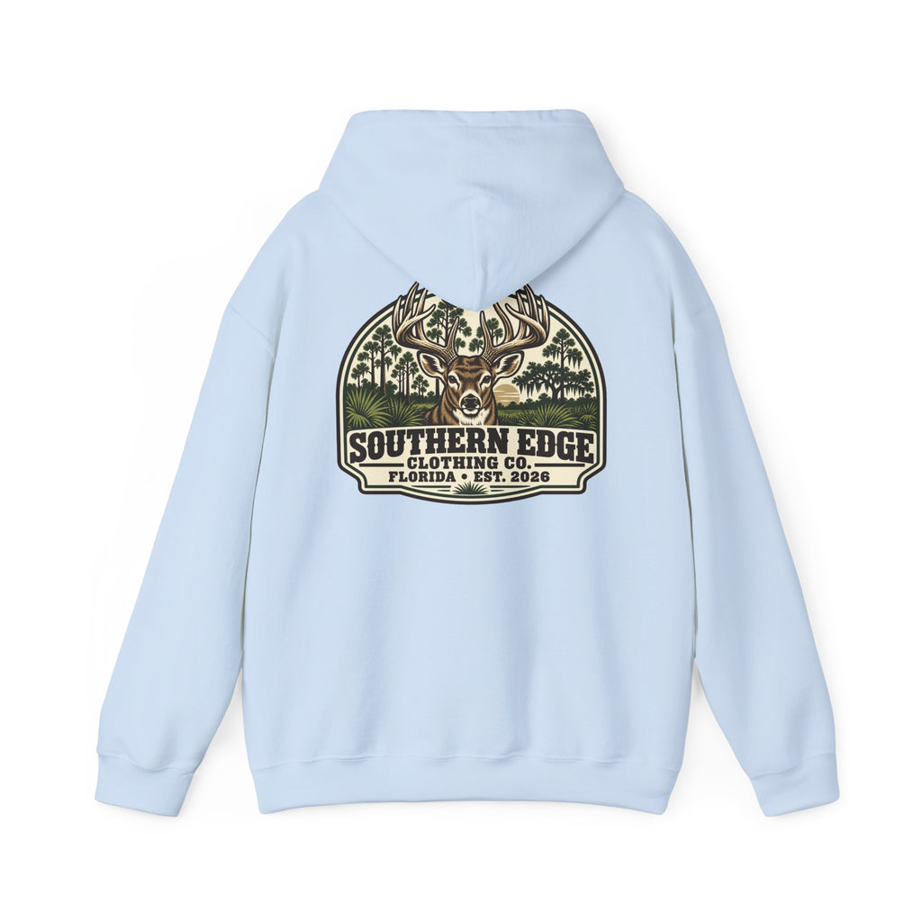 Camo Patch Hoodie — Small Camouflage Chest Patch Hooded Sweatshirt