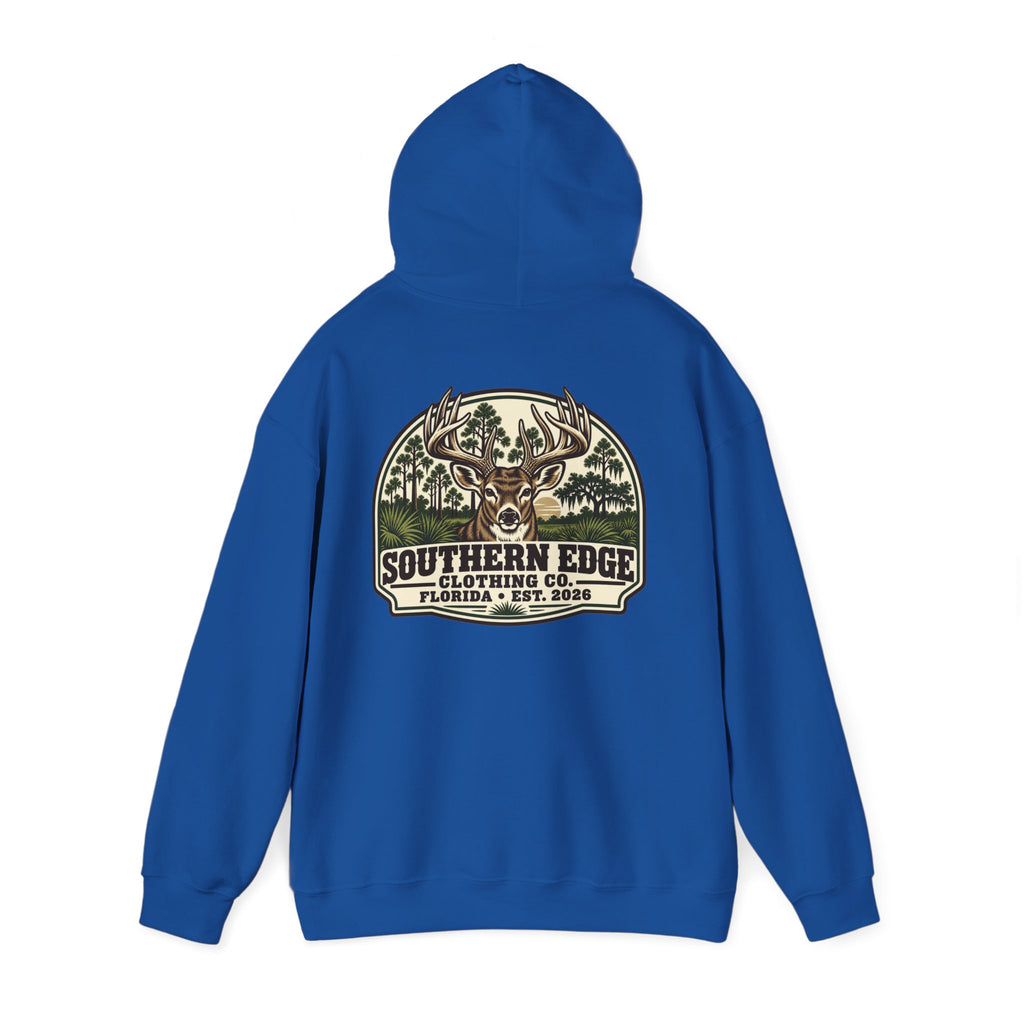 Camo Patch Hoodie — Small Camouflage Chest Patch Hooded Sweatshirt