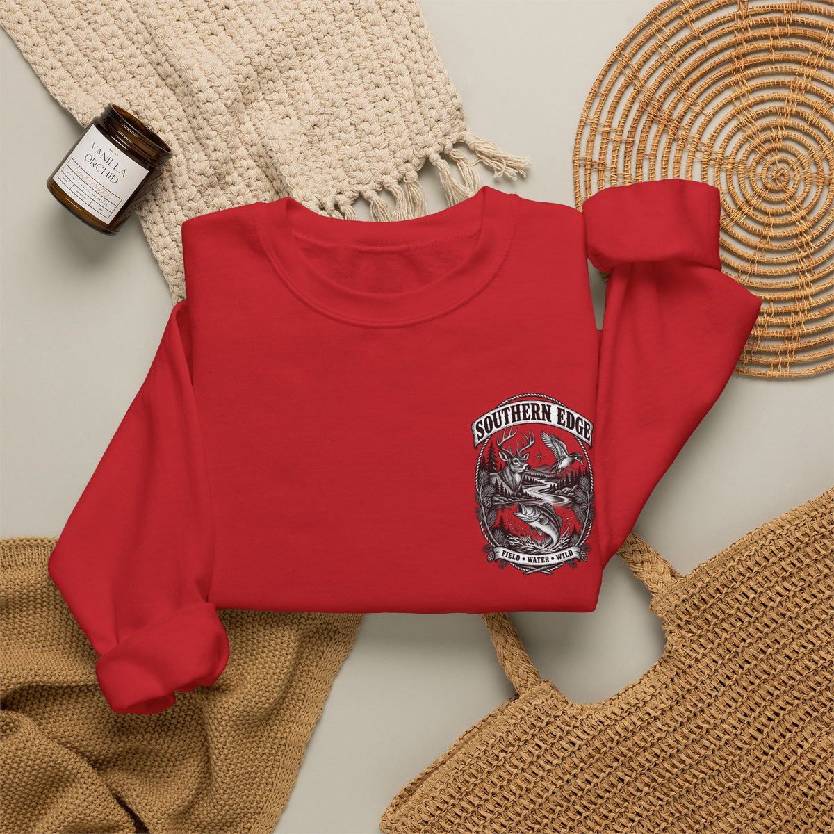 Southern Edge Outdoor Crewneck Sweatshirt — Field Water Wild Graphic