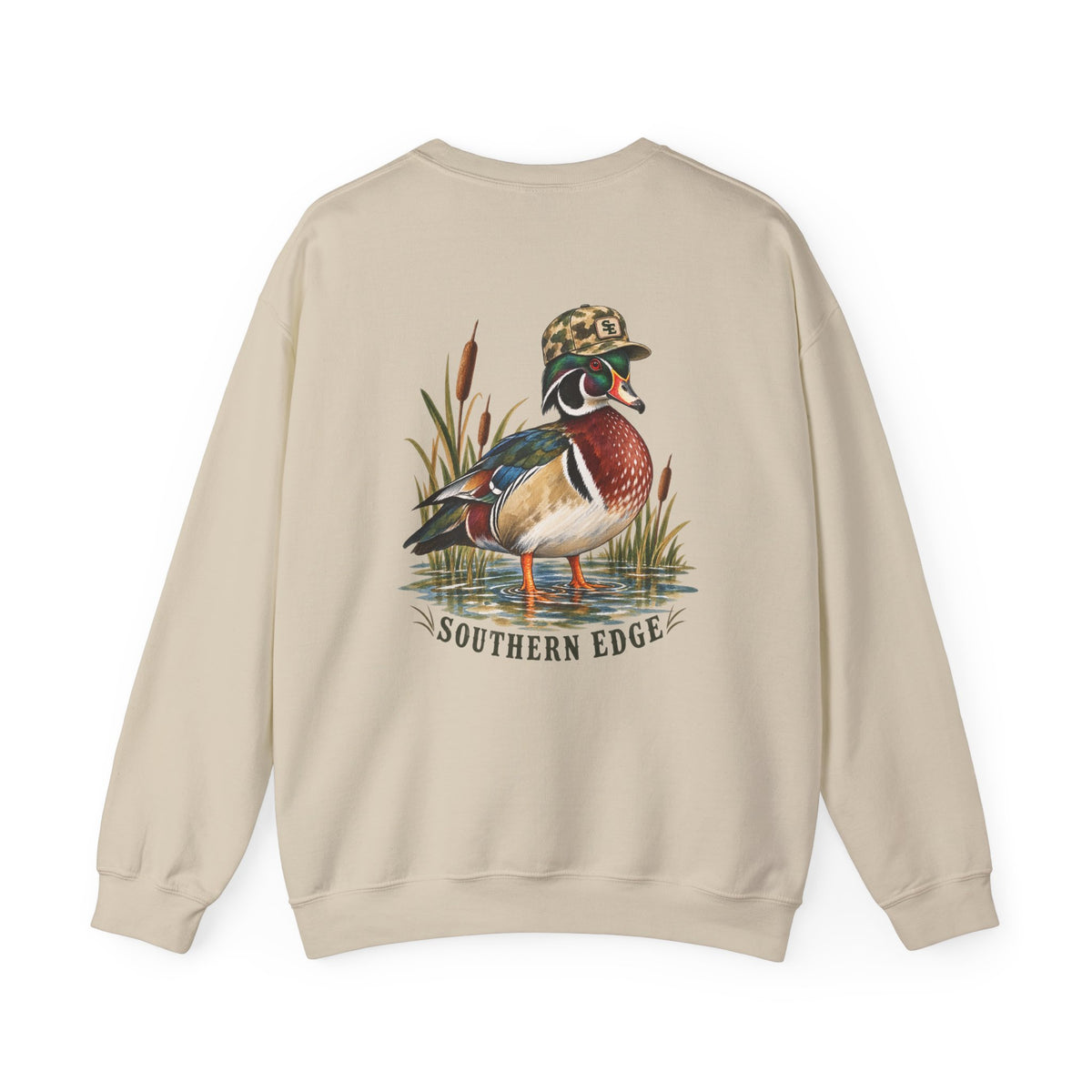 Duck Hunting Crewneck Sweatshirt — "Southern Edge" Wood Duck Graphic