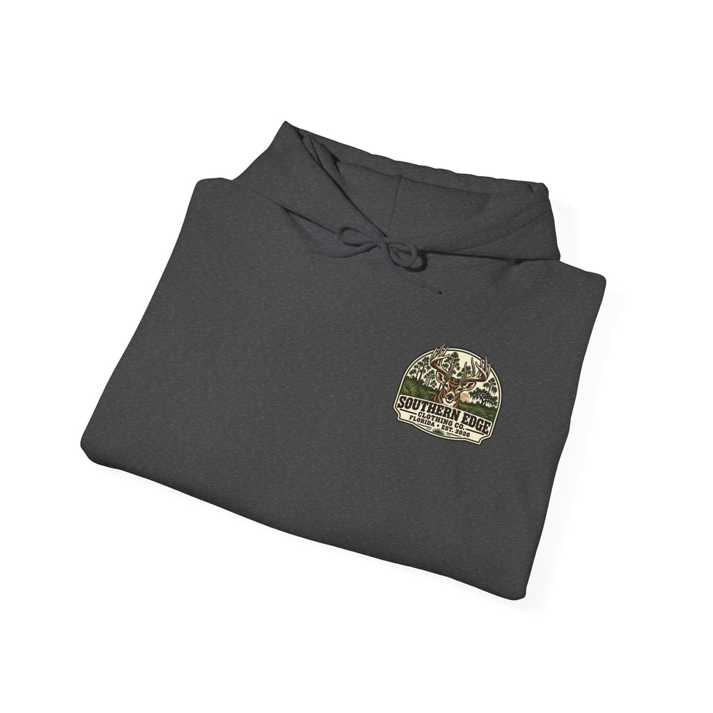 Camo Patch Hoodie — Small Camouflage Chest Patch Hooded Sweatshirt