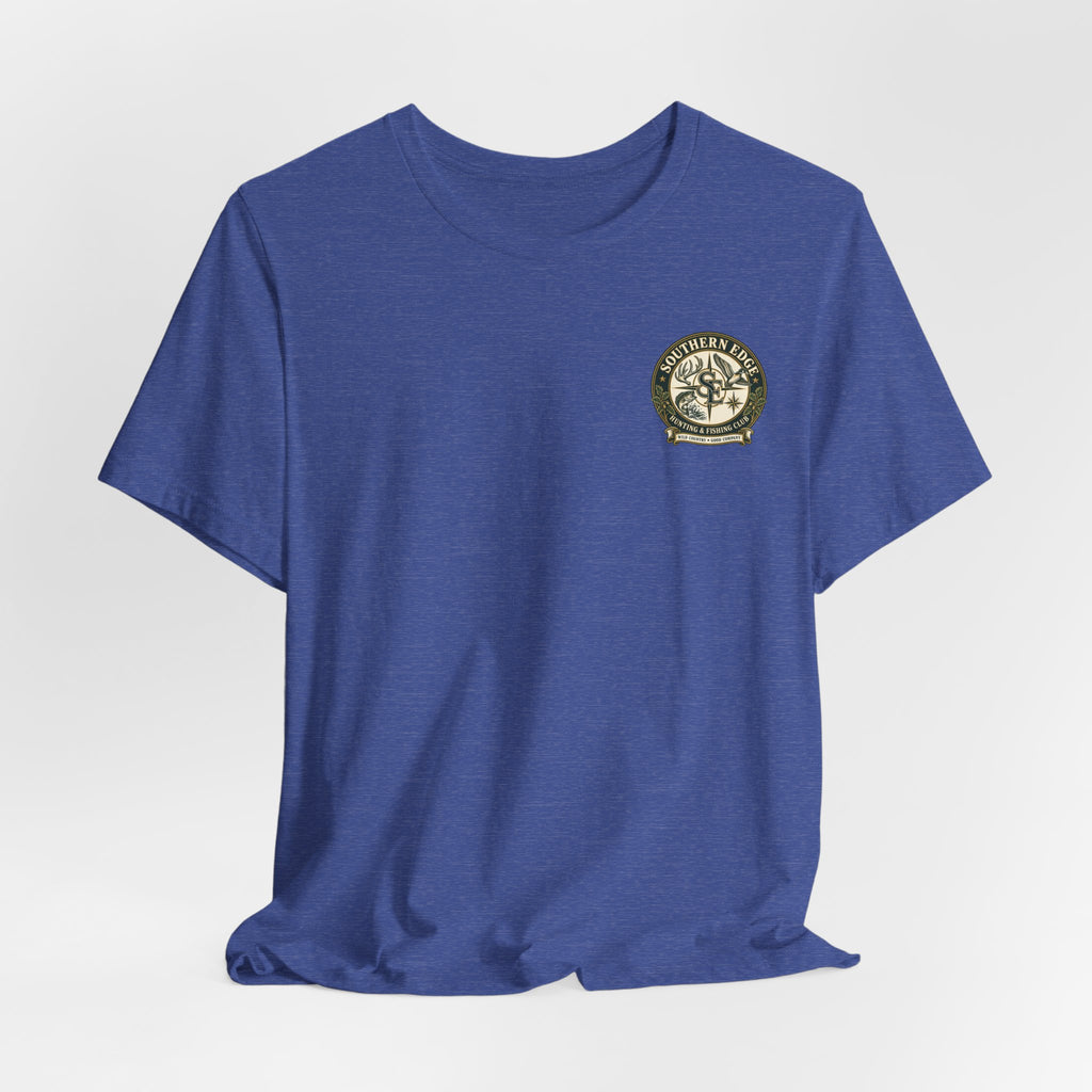 Adventure Patch Tee — 'Campfire Crew' Emblem Short Sleeve T-Shirt