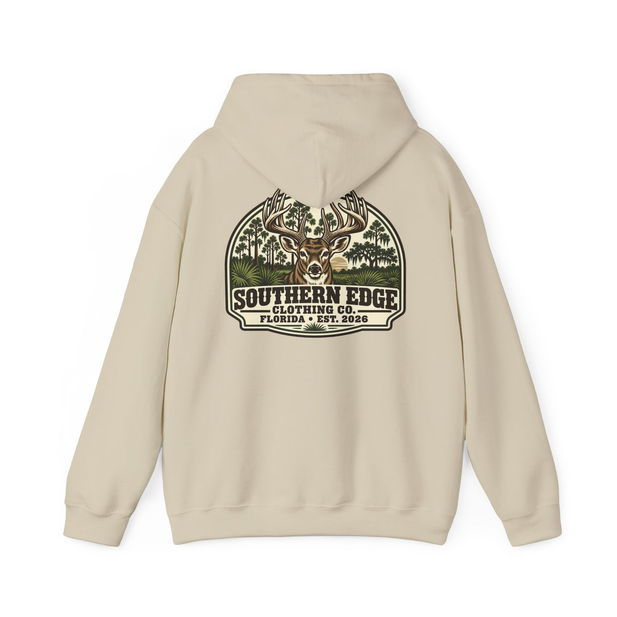 Camo Patch Hoodie — Small Camouflage Chest Patch Hooded Sweatshirt