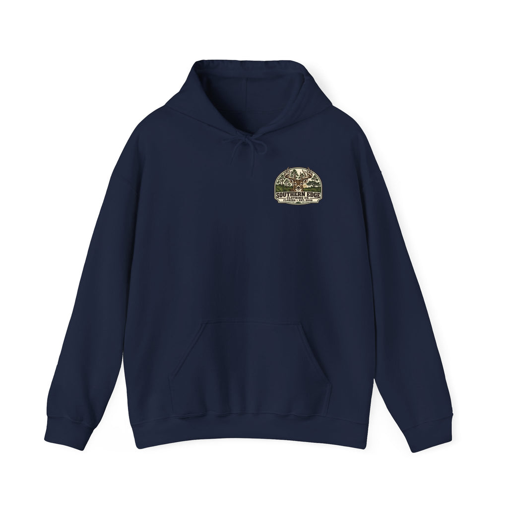 Camo Patch Hoodie — Small Camouflage Chest Patch Hooded Sweatshirt