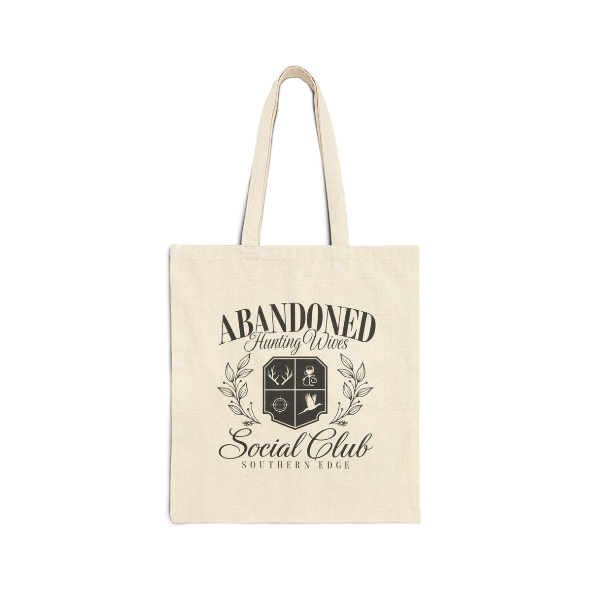 Vintage 'Abandoned' Shield Cotton Canvas Tote Bag – Small Rustic Logo Grocery/Beach Tote