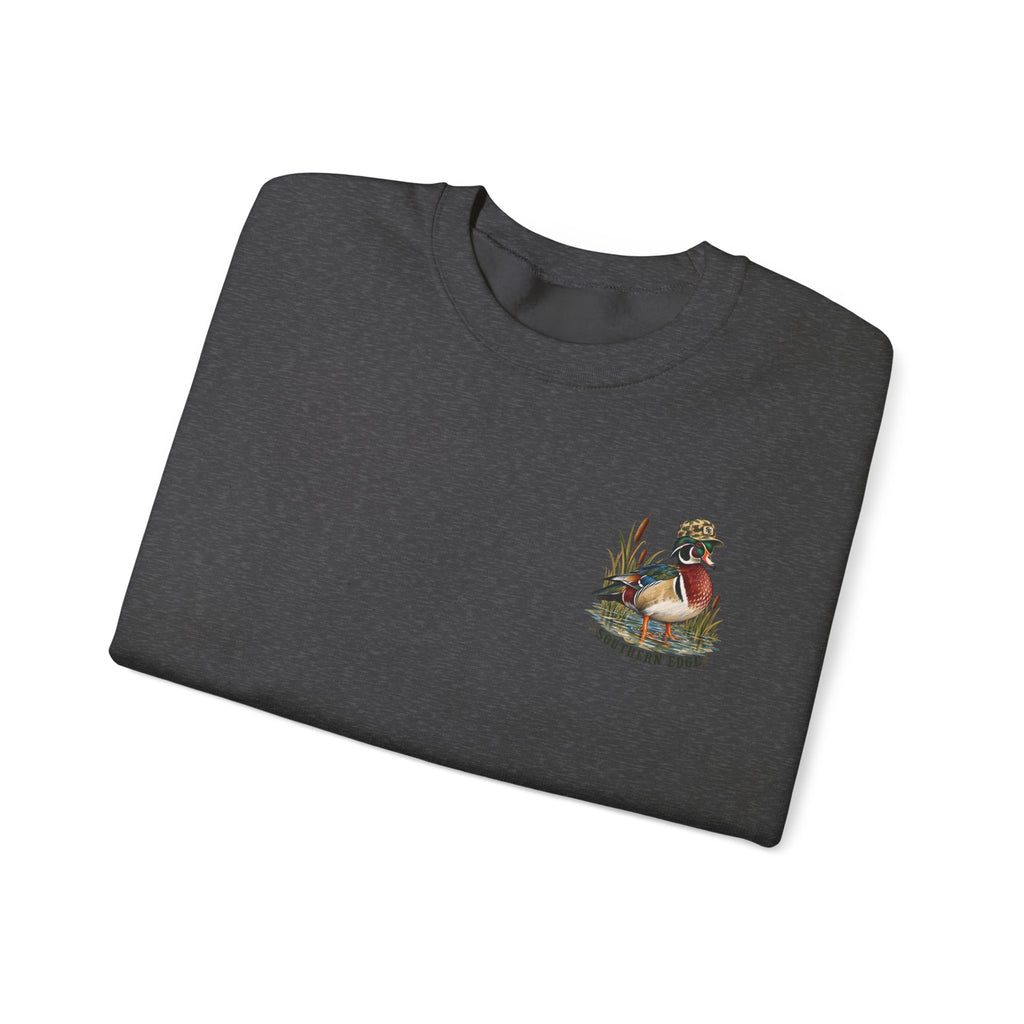 Duck Hunting Crewneck Sweatshirt — "Southern Edge" Wood Duck Graphic