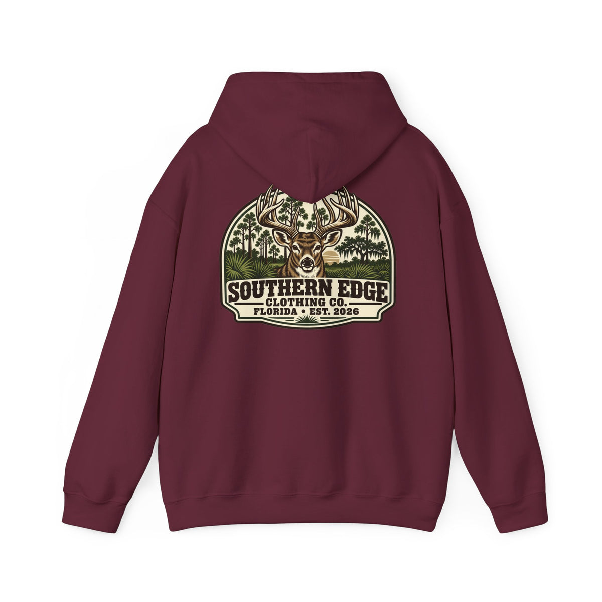 Camo Patch Hoodie — Small Camouflage Chest Patch Hooded Sweatshirt