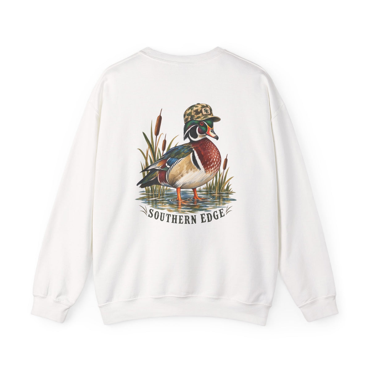 Duck Hunting Crewneck Sweatshirt — "Southern Edge" Wood Duck Graphic