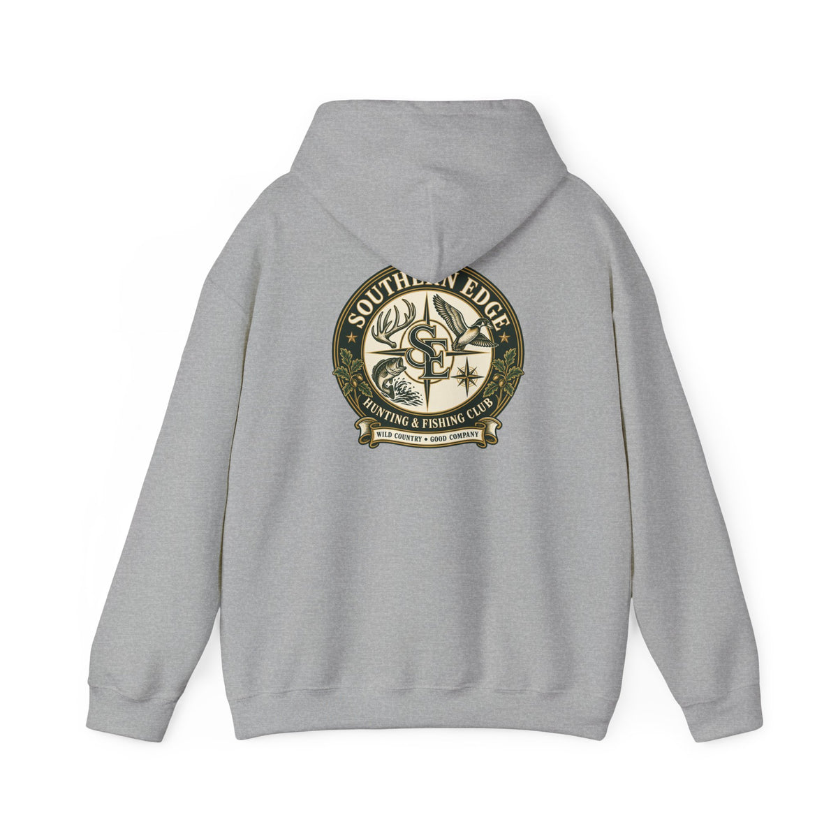Hoodie — Vintage Green Camo Bear Patch Chest Sweatshirt