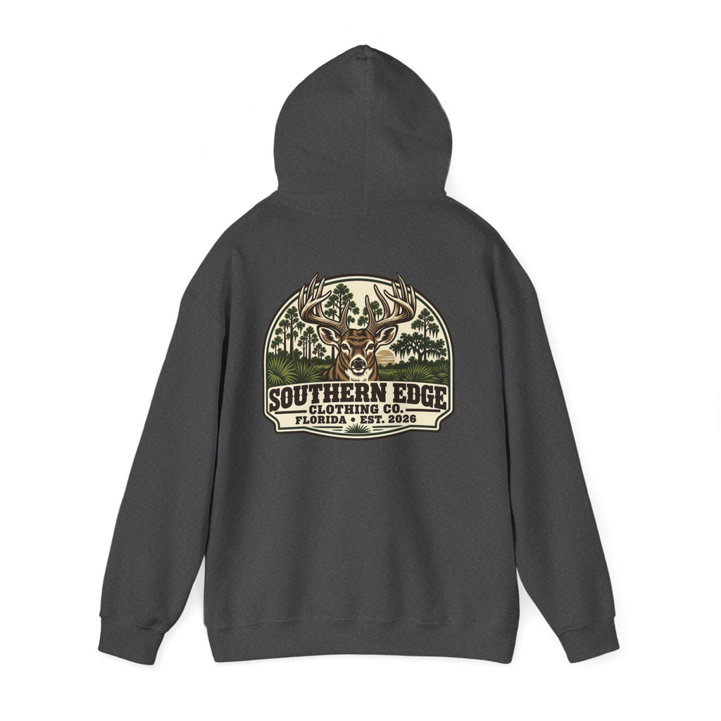 Camo Patch Hoodie — Small Camouflage Chest Patch Hooded Sweatshirt