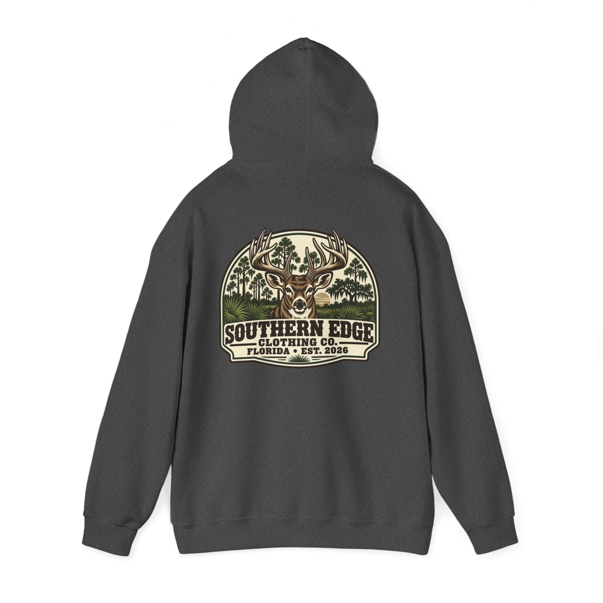 Camo Patch Hoodie — Small Camouflage Chest Patch Hooded Sweatshirt