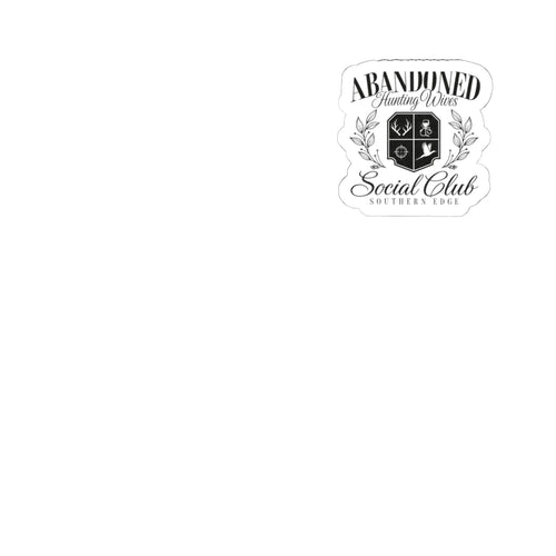 Abandoned Hunting Wives Social Club Kiss-Cut Sticker — Vintage Crest Laptop Decal