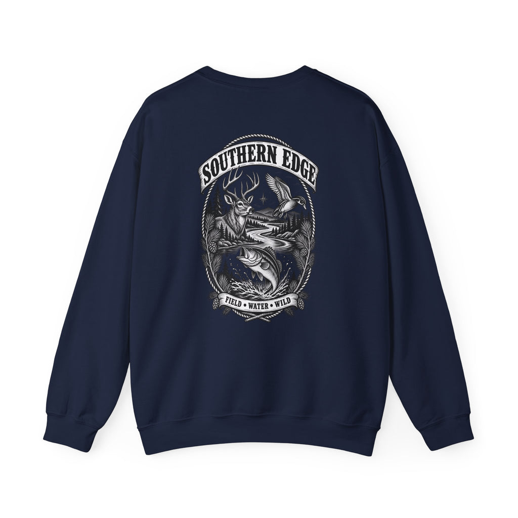 Southern Edge Outdoor Crewneck Sweatshirt — Field Water Wild Graphic