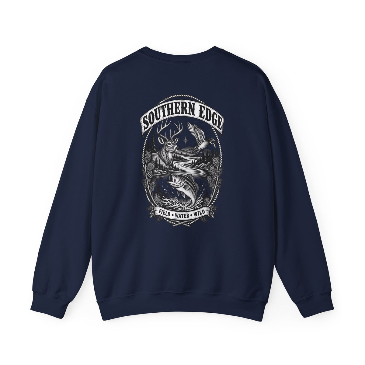 Southern Edge Outdoor Crewneck Sweatshirt — Field Water Wild Graphic