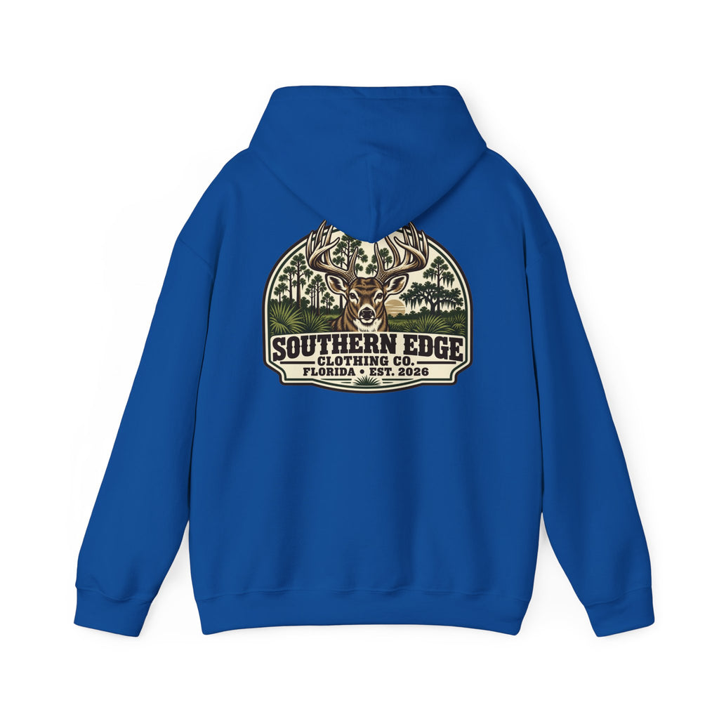 Camo Patch Hoodie — Small Camouflage Chest Patch Hooded Sweatshirt