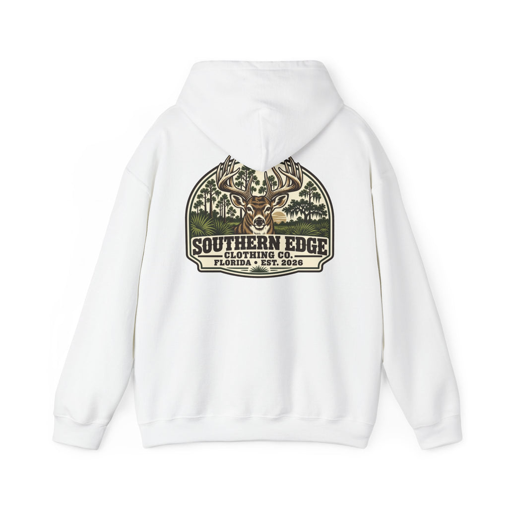 Camo Patch Hoodie — Small Camouflage Chest Patch Hooded Sweatshirt