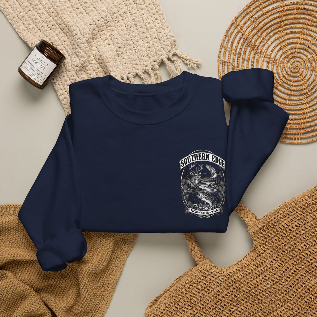 Southern Edge Outdoor Crewneck Sweatshirt — Field Water Wild Graphic