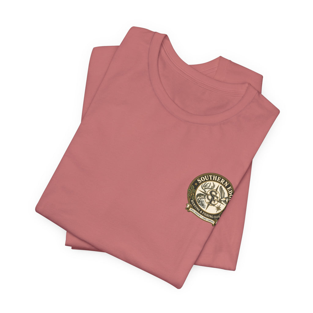 Adventure Patch Tee — 'Campfire Crew' Emblem Short Sleeve T-Shirt