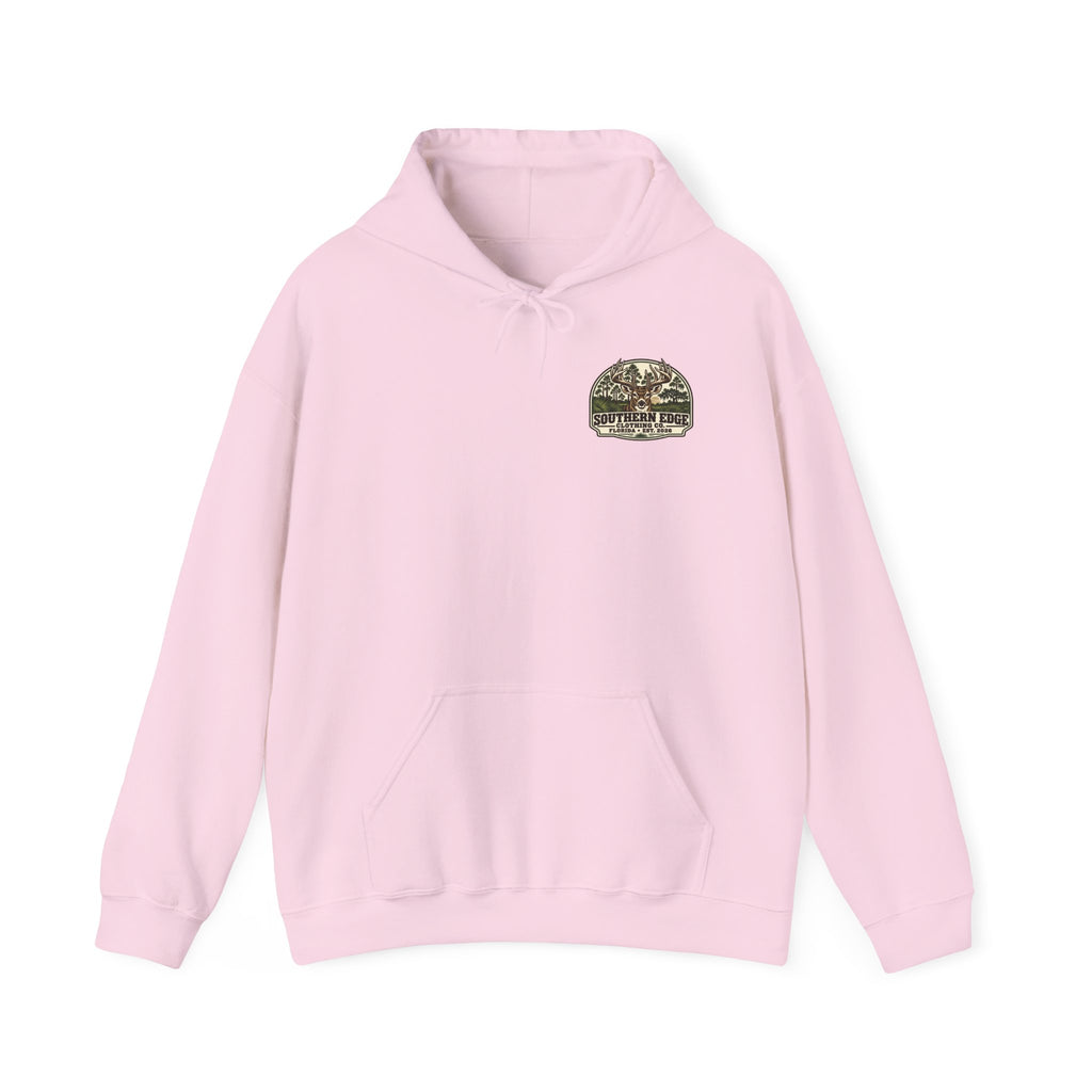 Camo Patch Hoodie — Small Camouflage Chest Patch Hooded Sweatshirt