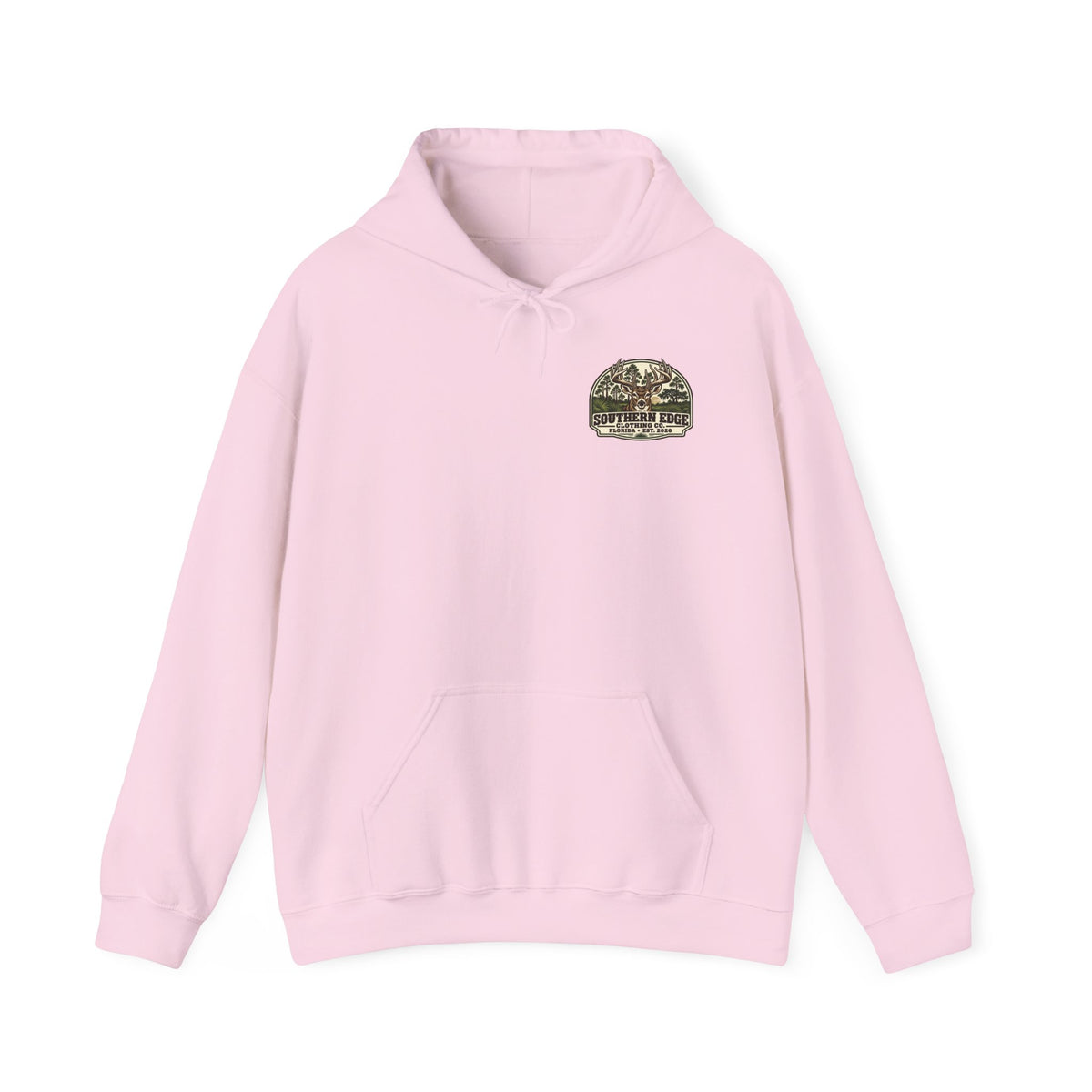 Camo Patch Hoodie — Small Camouflage Chest Patch Hooded Sweatshirt
